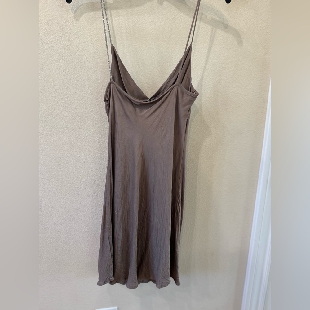 ZARA Cowl Neck Mini Slip Dress in Bronze Women’s Size 4 - Picture 7 of 11